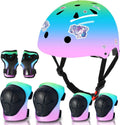 Fun Color Gradient Bike Helmet and Pads Set for Kids Aged 3-14