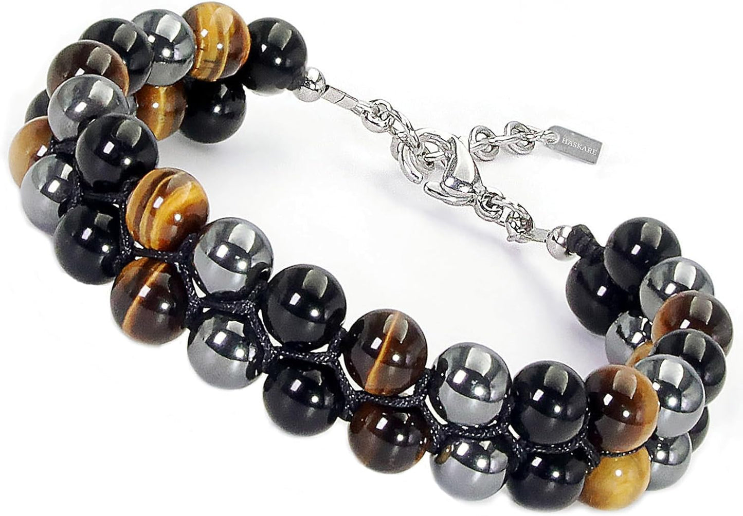 Triple Protection Bracelet for Men with Natural Stone Beads