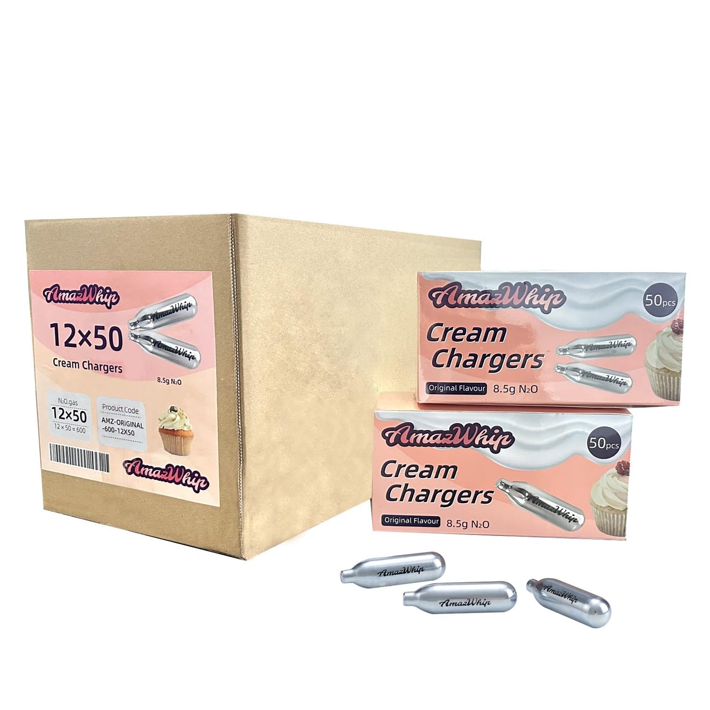 600 AmazWhip Whipped Cream Chargers - 8.5g Nitrous Oxide for Perfect Whipped Cream!