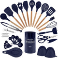Country Kitchen Non Stick Silicone Utensil Set 38 Piece - Navy