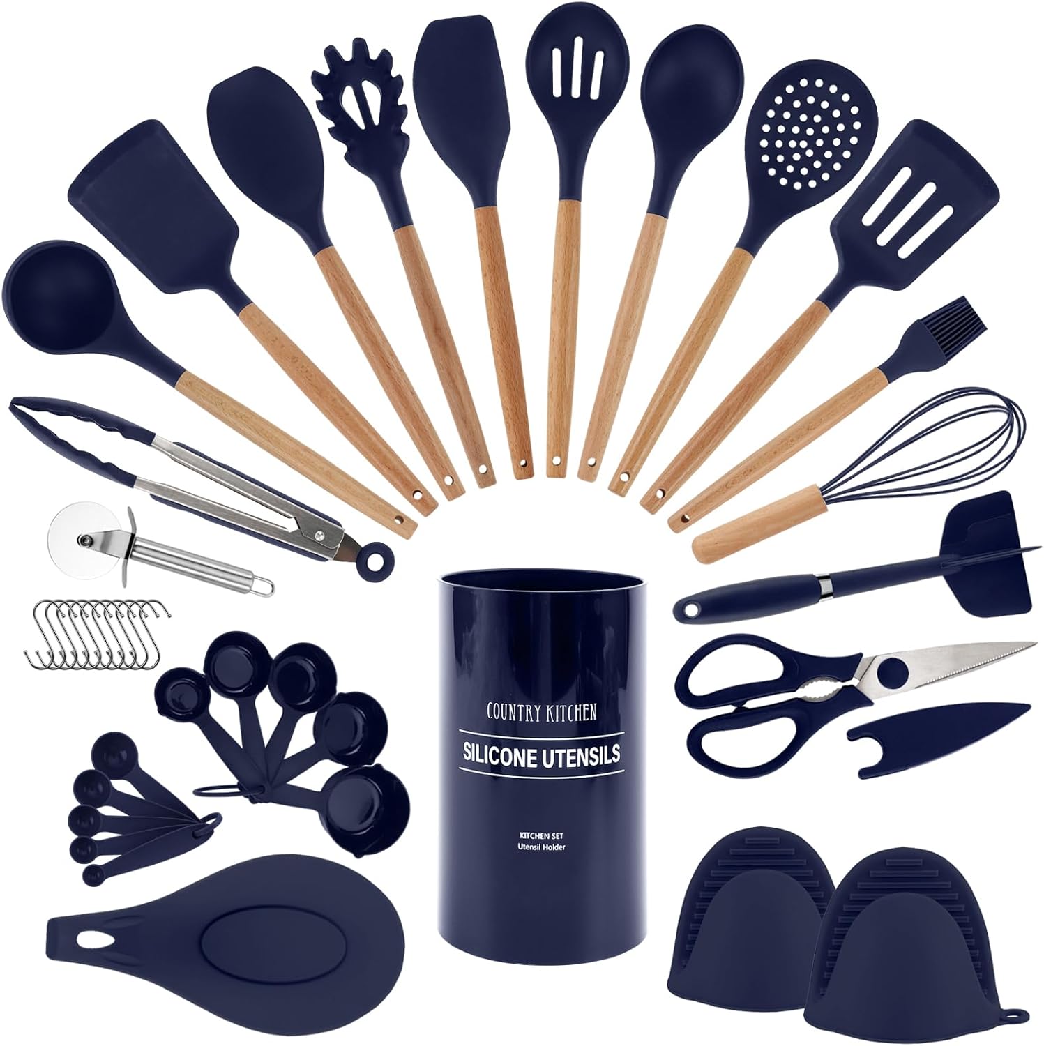 Country Kitchen Non Stick Silicone Utensil Set for Cooking