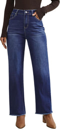 Vetinee Straight Leg Jeans for Women - Trendy High Waist Fit