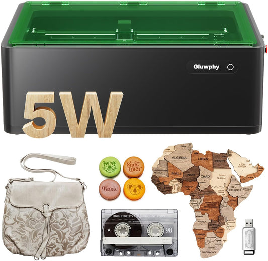 Gluwphy 5000mW Laser Engraver: Class 1 Safety, Pro Cutter