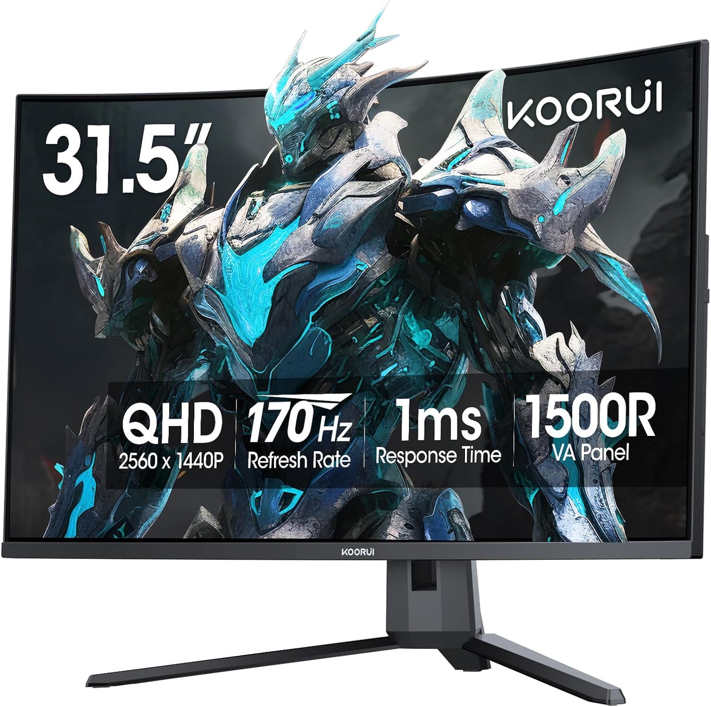 KOORUI 32 inch Curved Gaming Monitor with QHD 170Hz Display