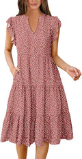 ANRABESS Womens Summer Dress Ruffle Sleeve V Neck Midi (Style KKW8)