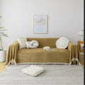 Boho Mustard Yellow Sofa Cover - Thick Chenille Pet Protector