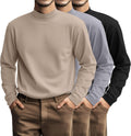 Riyiper 3 Pack Plus Size Men's Mock Turtleneck Shirts - Soft Cotton