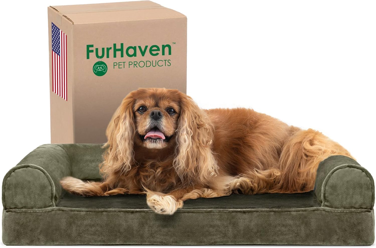 Furhaven Cooling Gel Dog Bed for Medium Small Dogs with Bolsters