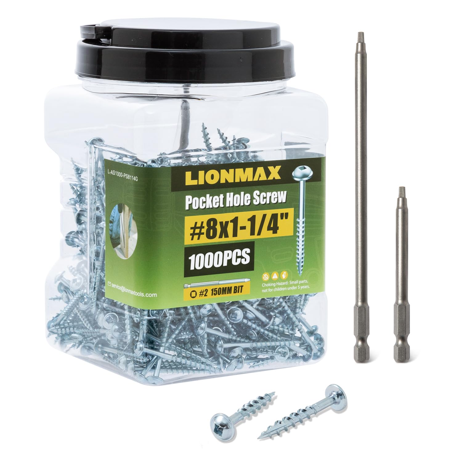 Pocket Hole Screws #8 x 1-1/4 Inch for Wood Joinery Projects