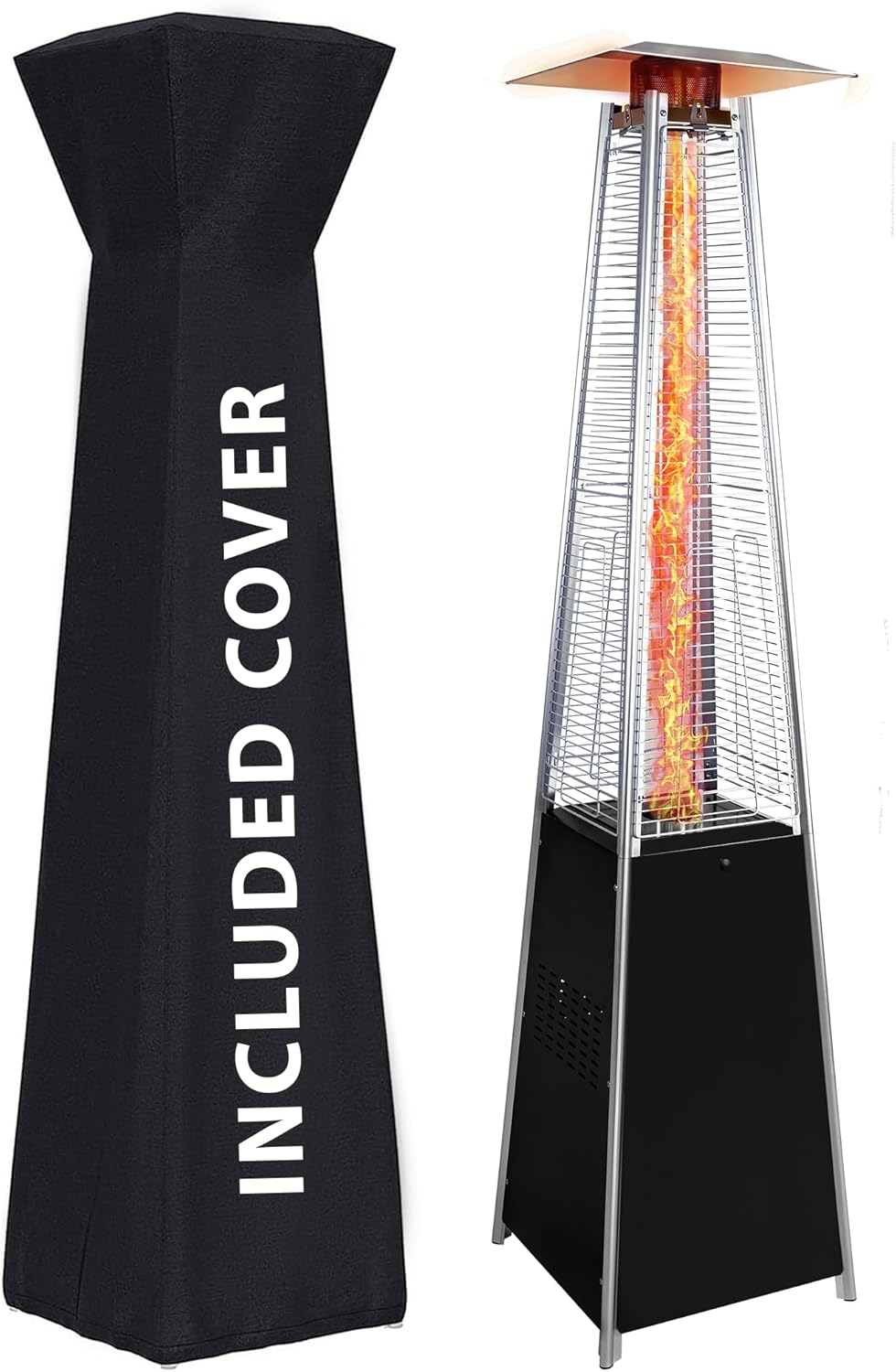 48000 BTU Pyramid Patio Heater with Wheels & Cover