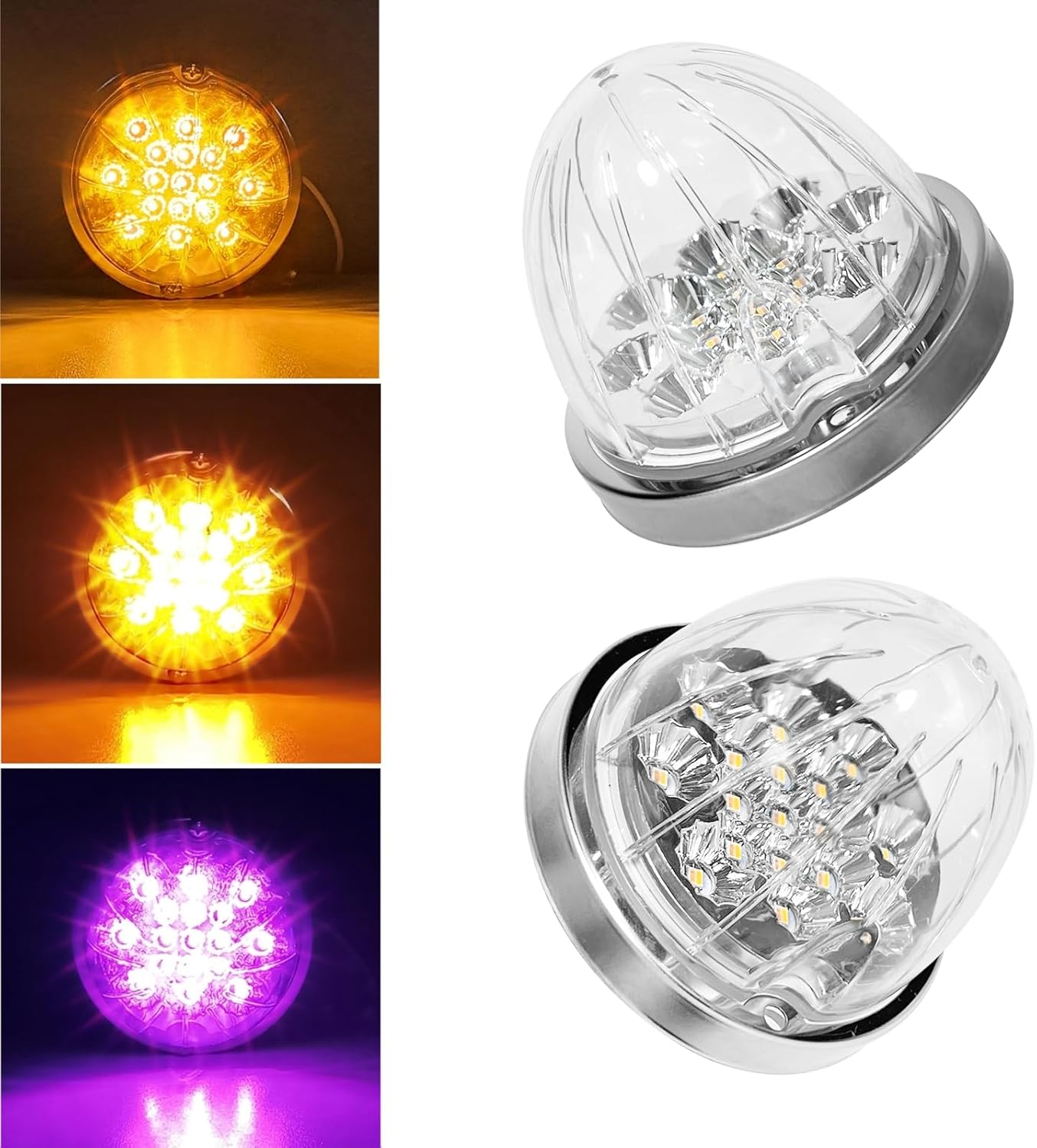 2PCS Dual Revolution Amber Turn Signal Watermelon Lights for Trucks