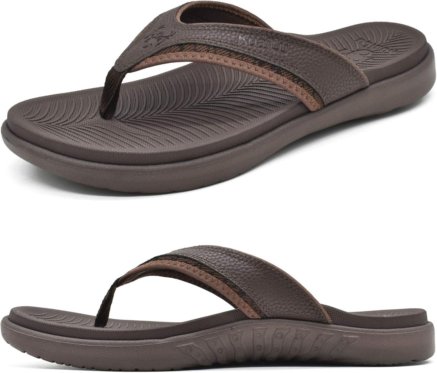 KuaiLu Mens Sport Flip Flops with Arch Support for Comfort