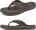 Mens Leather Flip Flops with Orthotic Arch Support - Comfortable Beach