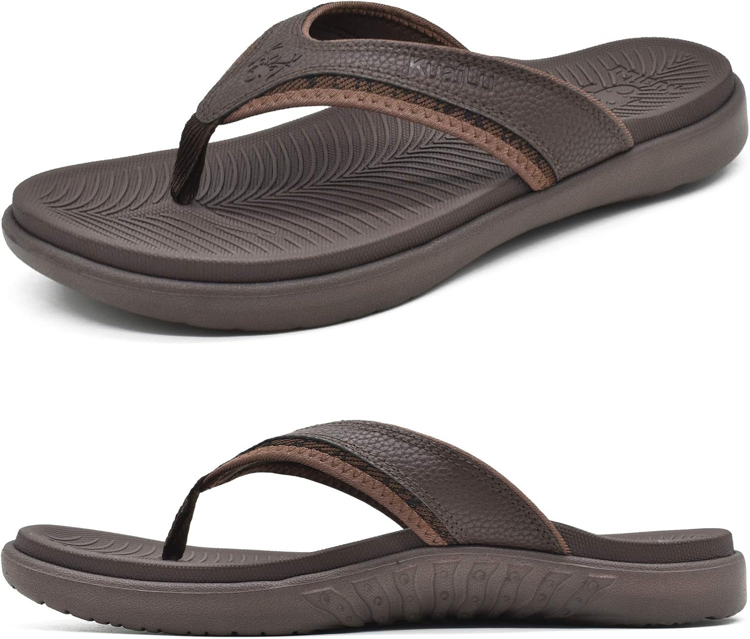 KuaiLu Mens Sport Flip Flops with Comfort Arch Support