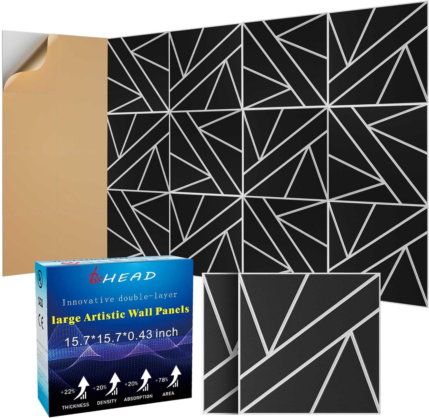 8 Pack 2-Layer Soundproof Wall Panels for Noise Reduction