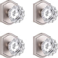4 Pack Glass Dummy Door Knob Single Side Set - Brushed Nickel