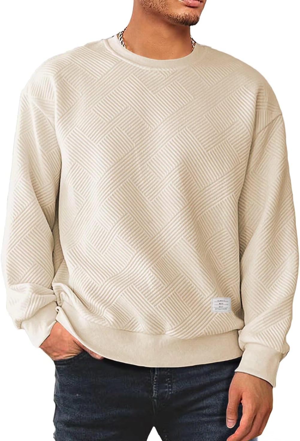 Dokotoo Men's Geometric Texture Sweatshirt