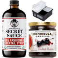 Old Fashioned Mix Cocktail Set - Organic Mix, Cherries & Ice Mold