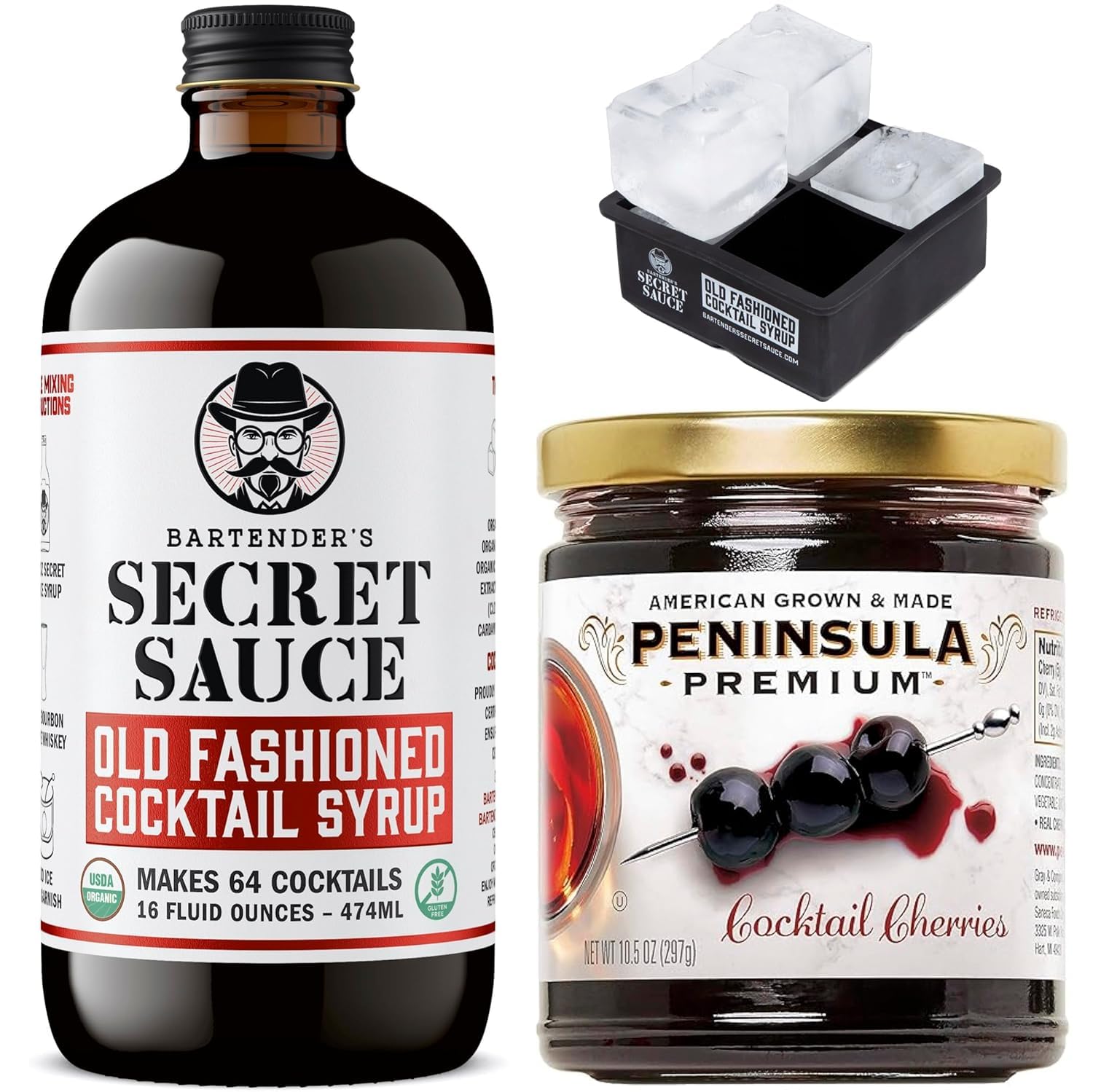 USDA Organic Old Fashioned Mix with Premium Cocktail Cherries
