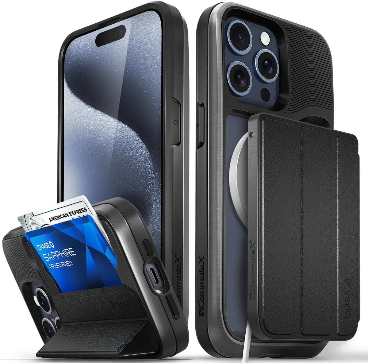 VENA vCommuteX iPhone 15 Pro Max Wallet Case with Kickstand