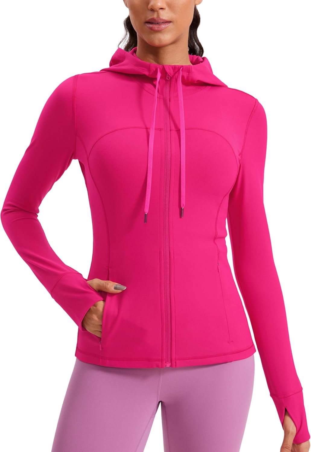CRZ YOGA Butterluxe Womens Hooded Workout Jacket for Comfort
