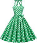 Elegant Vintage Women's Polka Dot Halter Cocktail Dress from 50s