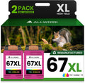 67XL Ink Cartridge Replacement for HP 67 XL Tri-Color - 2-Pack