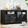 24 in Wide Farmhouse Nightstand Set of 2 with Charging Station