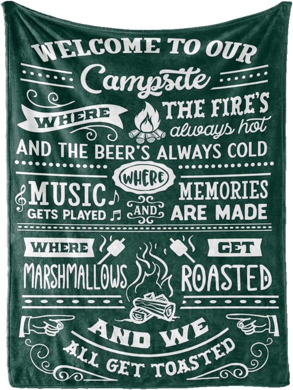 Huglanket - 50 x 65 Flannel Blanket/Throw - Funny Campsite Quotes - Outdoor RV Decor