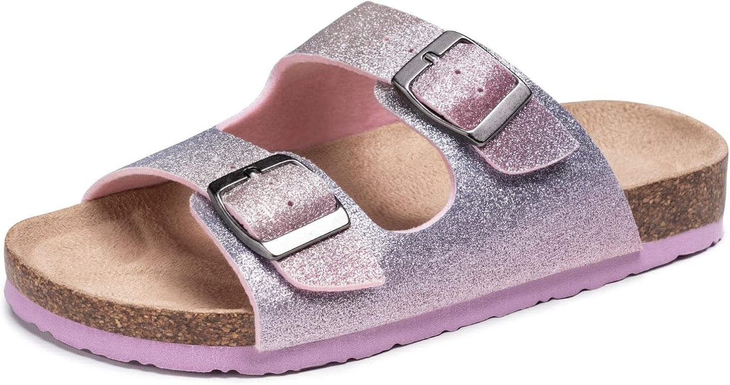 Glitter Slide Sandals for Kids - Comfortable Cork Slippers