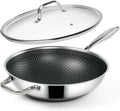 Hybrid 12-In Wok with Lid - Nonstick Stainless Steel Stir-Fry Pan