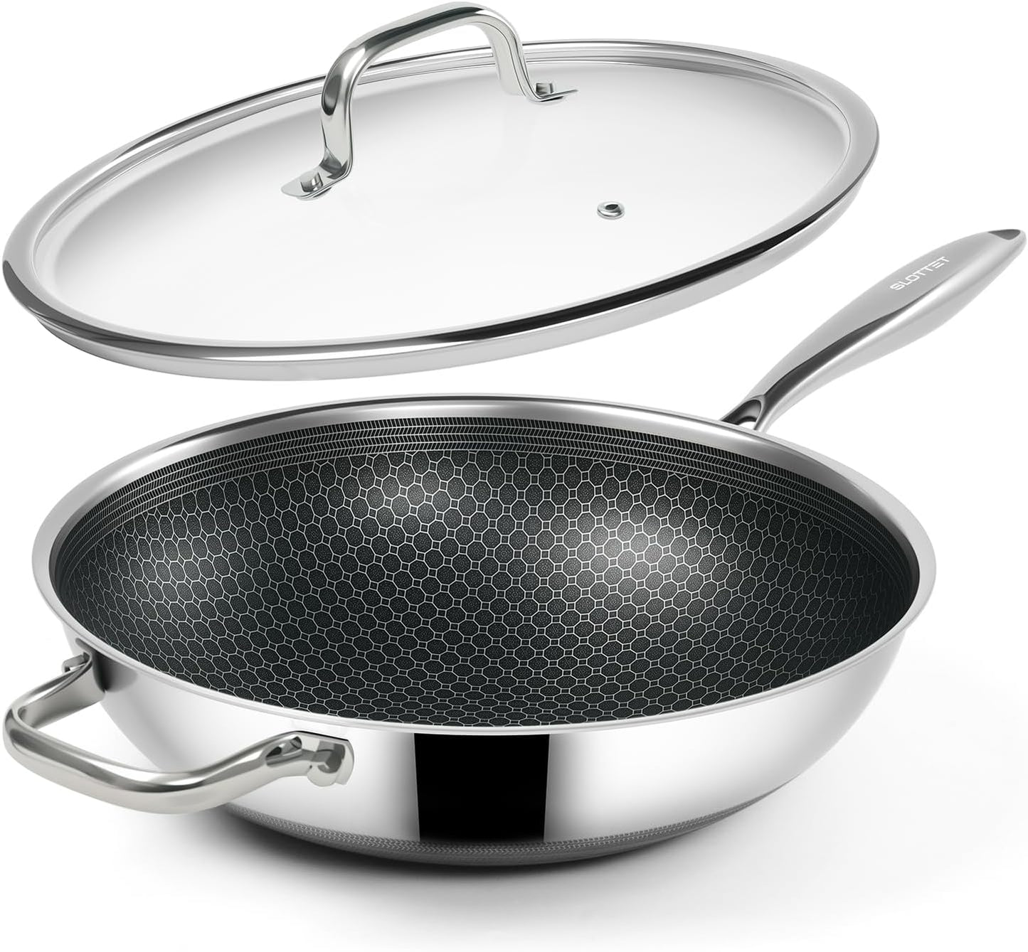 Hybrid 12-Inch Wok with Lid for Nonstick Cooking Excellence
