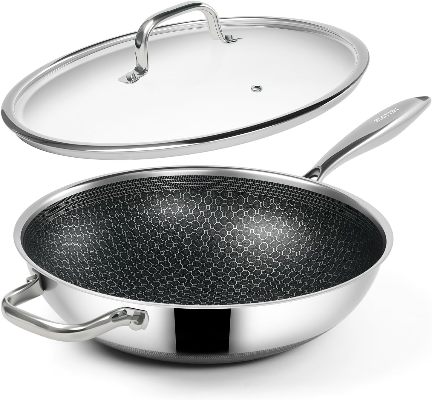 Hybrid 12-Inch Wok with Lid for Nonstick Cooking Excellence