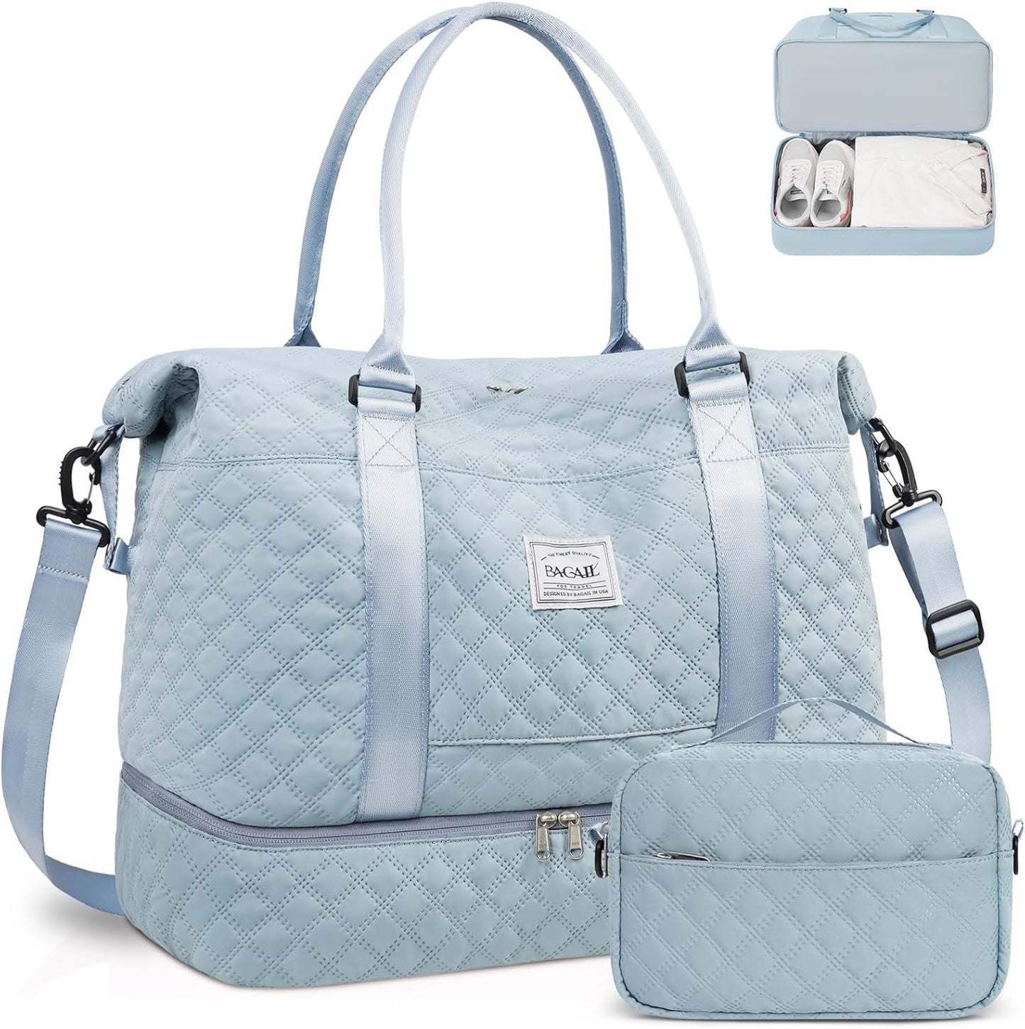 BAGAIL Extra Large Light Blue Duffel Bag for Travel and Gym