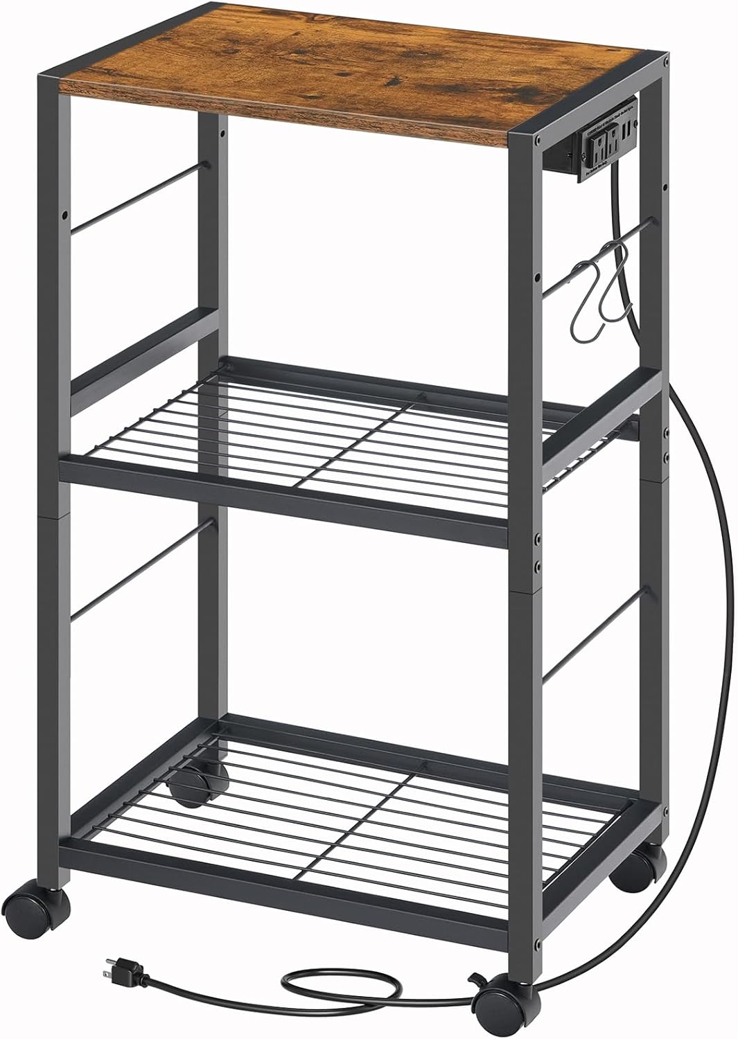 HOOBRO 3-Tier Printer Stand, Charging Station, Rustic Brown