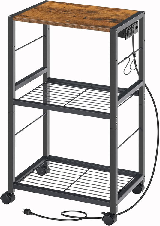 HOOBRO 3-Tier Printer Stand, Charging Station, Rustic Brown