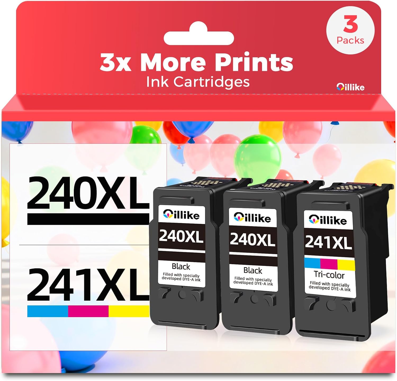240XL 241XL Ink Cartridges 3 Pack for Canon Printers