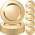 Vesici 12 Pcs Gold Stainless Steel Charger Plates 13 in - Elegant