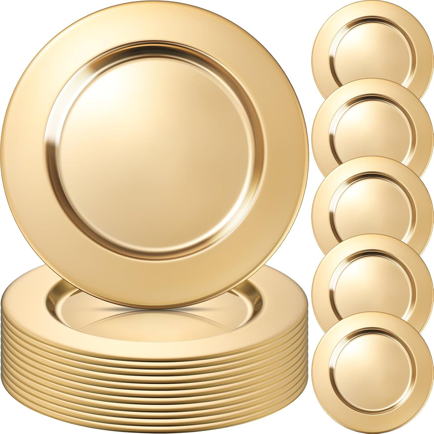 Vesici 12-Pcs Gold Charger Plates: Elegant Luxury Decor