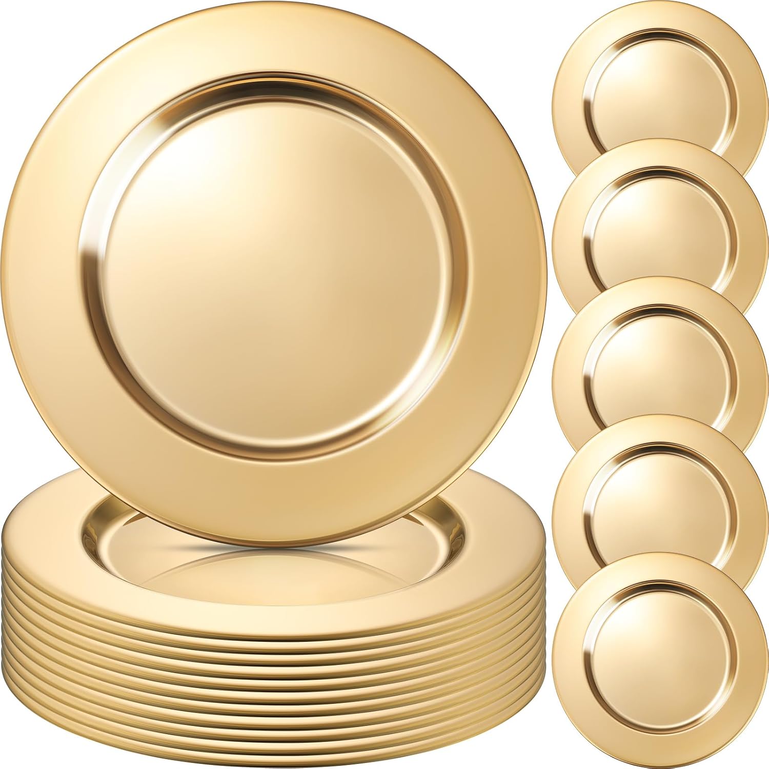 Vesici 12-Pcs Gold Charger Plates: Elegant Luxury Decor