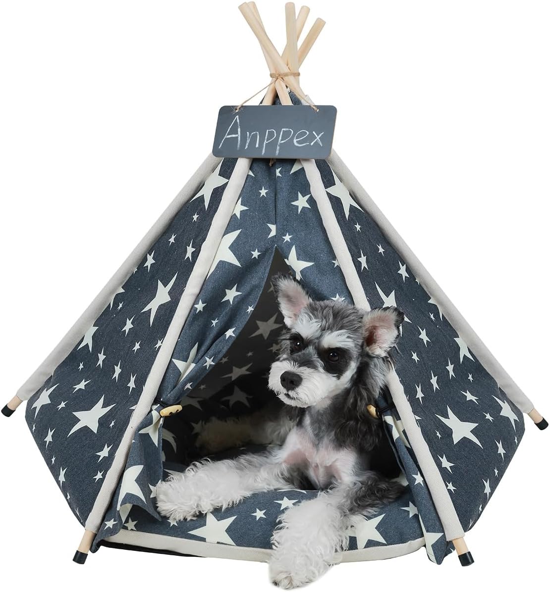 24 Inch Dog Teepee Tent with Thick Cushion for Small Pets
