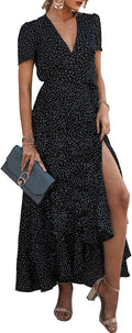 PRETTYGARDEN Women Summer Maxi Dress Casual Wrap Floral Boho - Flowy