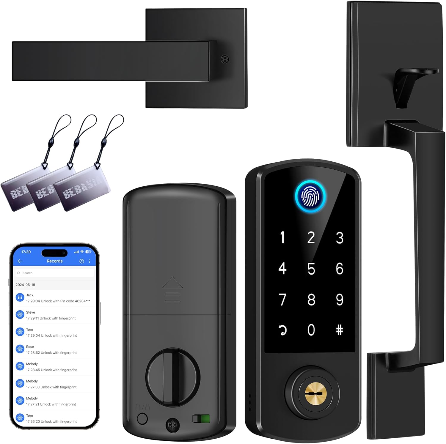 Keyless Entry Door Deadbolt with Handle Set for Smart Homes