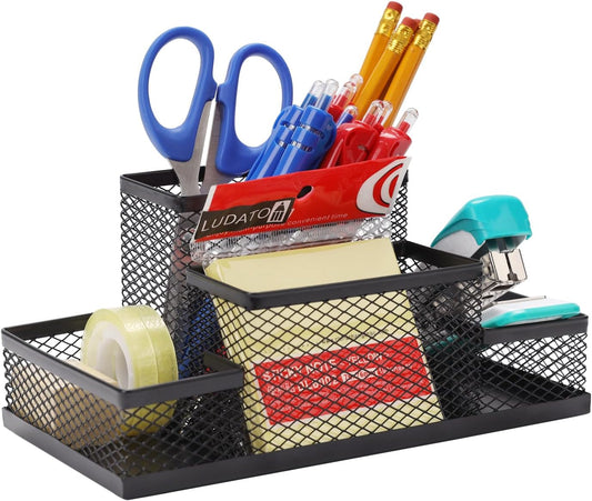 Ludato Black Mesh Desk Pen Holder - Organize Stylishly!