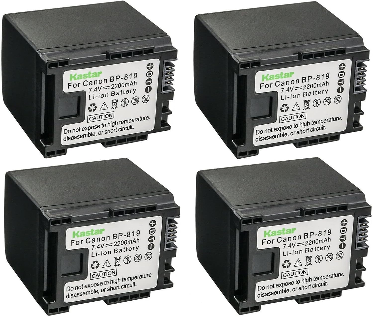 Kastar 4-Pack BP-819 Battery Replacement for Canon VIXIA Cameras