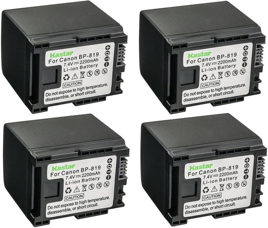 Kastar 4-Pack BP-819 Battery Replacement for Canon VIXIA Cameras