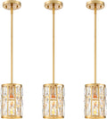 Modern Crystal Pendant Light Fixture 3-Pack Gold Finish - Elegant