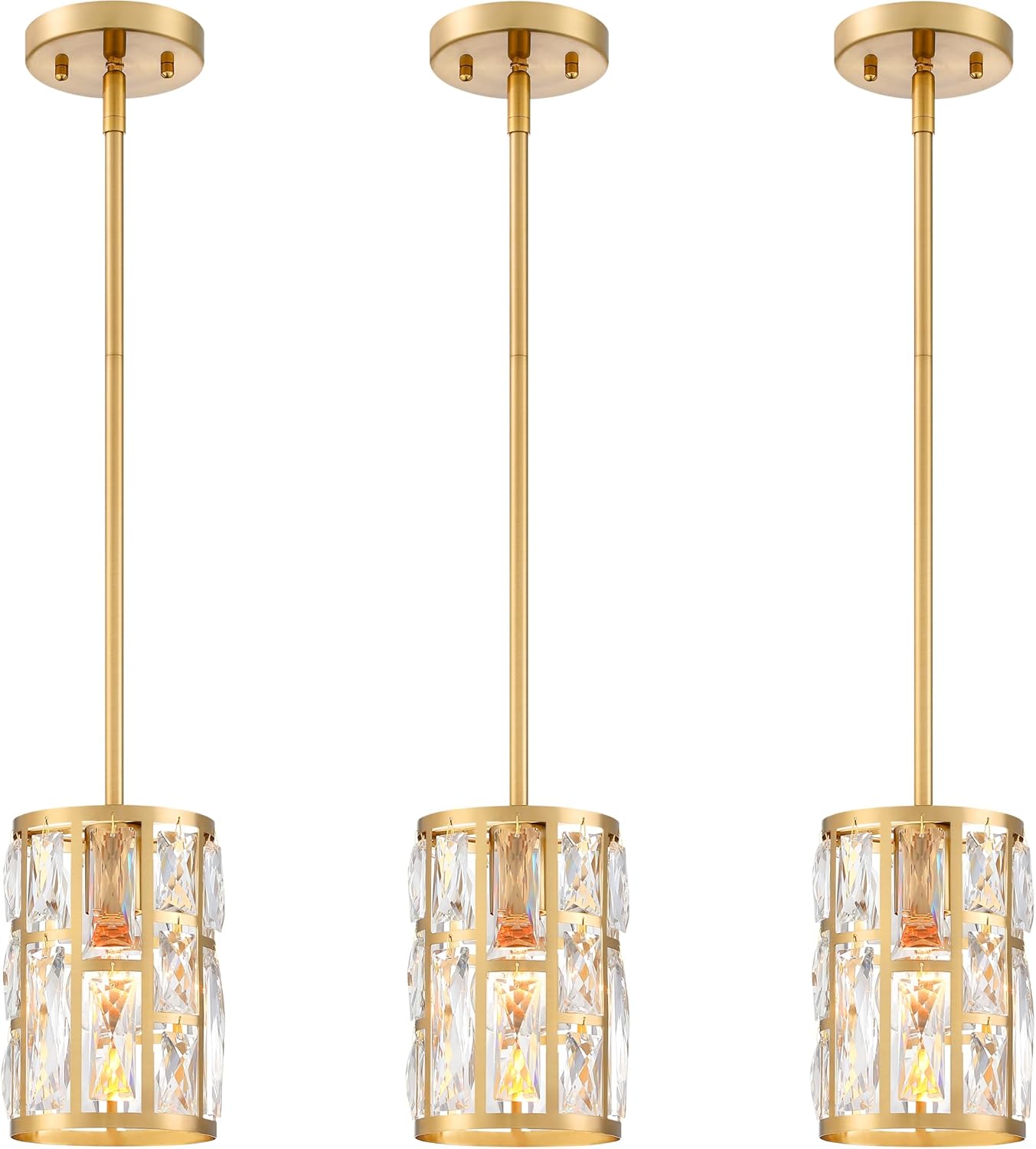 Modern Crystal Pendant Light Fixture 3-Pack for Kitchen Island