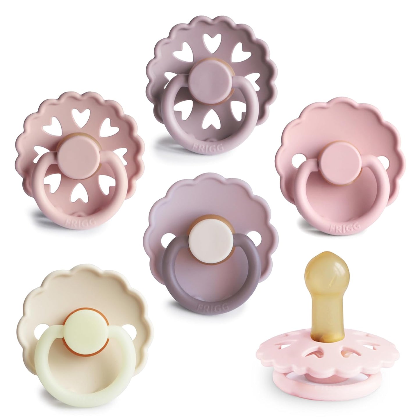 FRIGG Natural Rubber Baby Pacifier 6-Pack for Self-Soothing