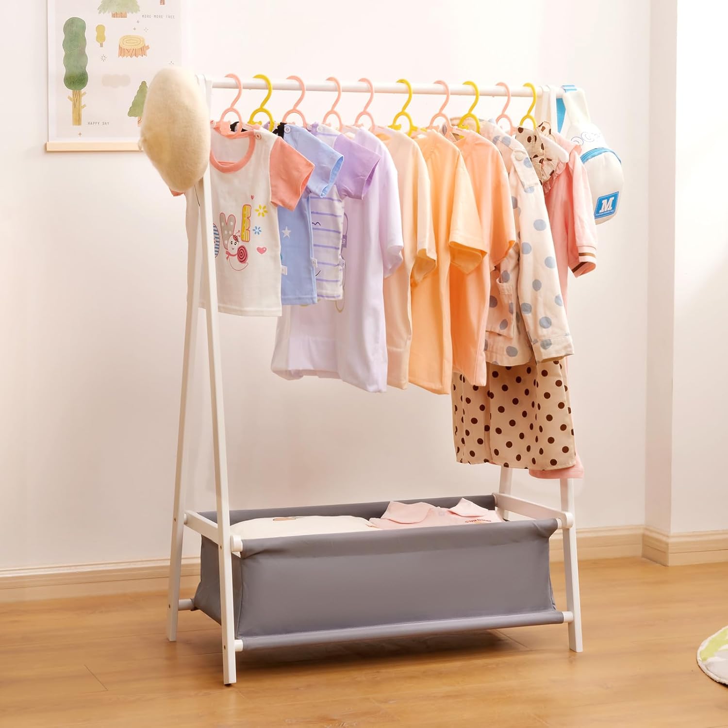 Kids Clothing Rack with Storage Box for Organized Play Areas